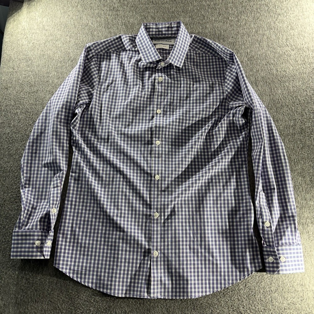 Mizzen Main Lightweight Leeward Shirt Mens Medium Blue Plaid Classic Performance